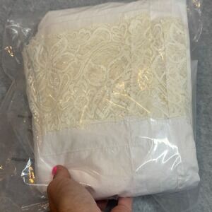 Vintage Lace‎ Flat Sheet Linen Cotton 126x57 Cottagecore Bridal Trousseau